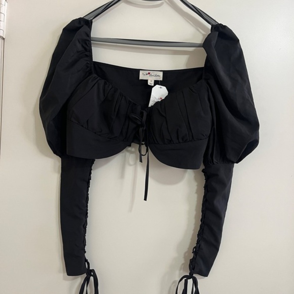 Womens Corset Crop Top S‎ Puff Sleeve Renaissance Fairy Grunge Whimsigoth Gothic